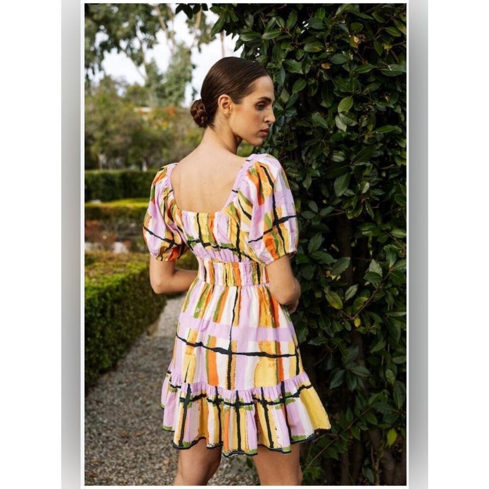 Cleobella Iona Mini Dress M Organic Cotton Puff Sleeve Multicolor Boho
